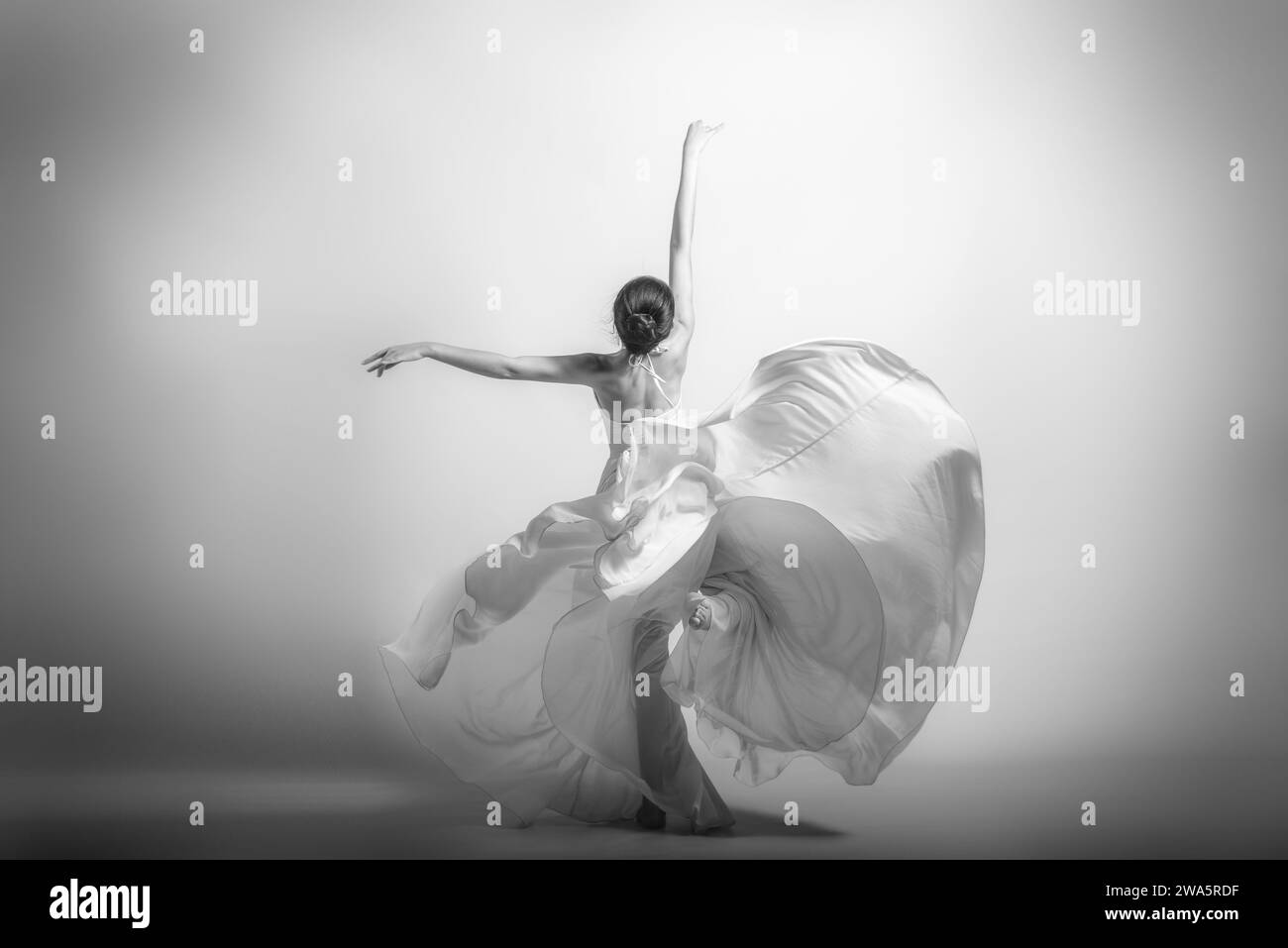 Ballet dancer with beautiful poses, Asian dancers dancing ballet, images of ballet, dance art Stock Photo