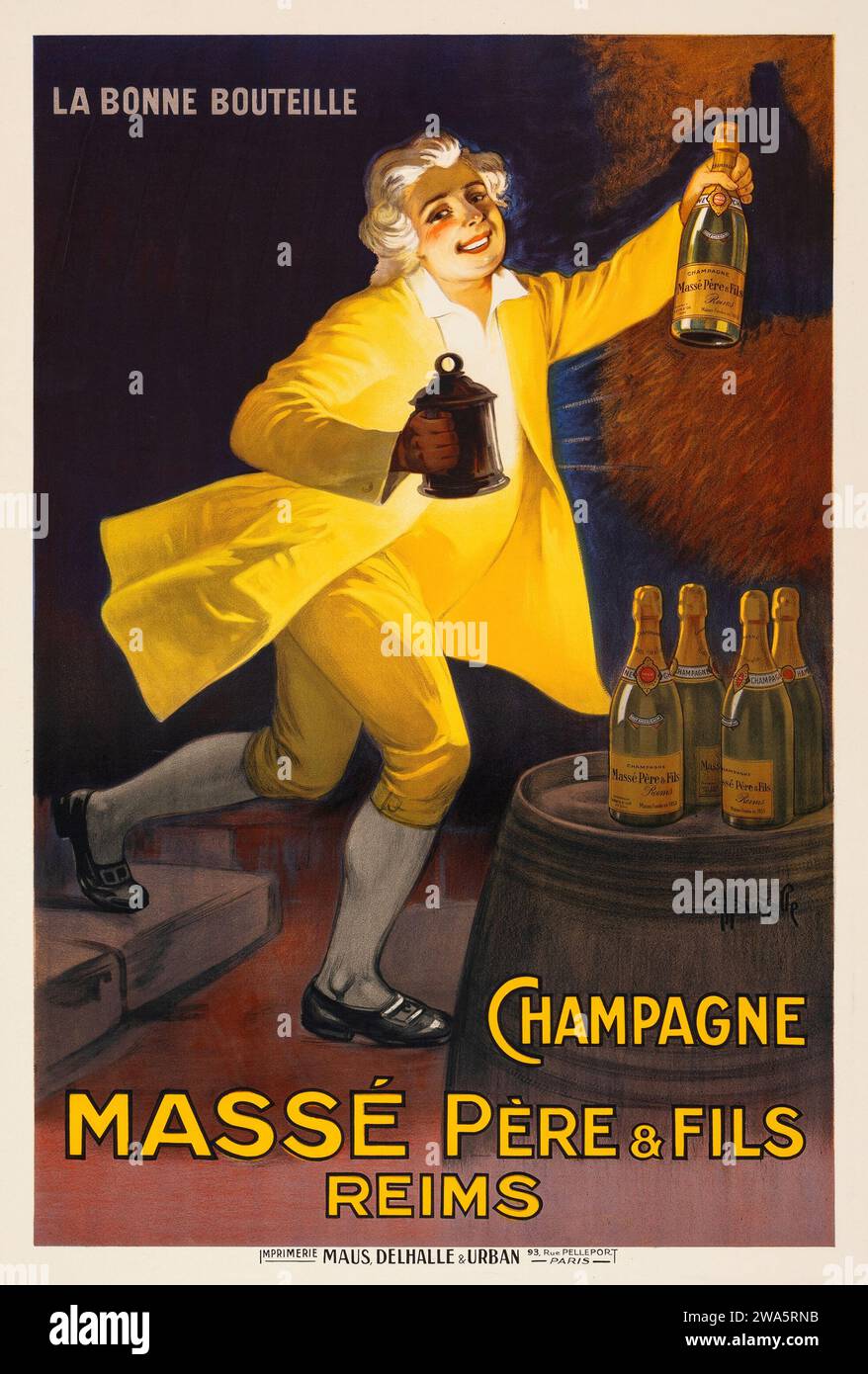 Champagne Massé Père & Fils, Reims, La Bonne Boutelle - Marcellin Auzolle 1862 - 1942 artwork - alcohol advertisement Stock Photo
