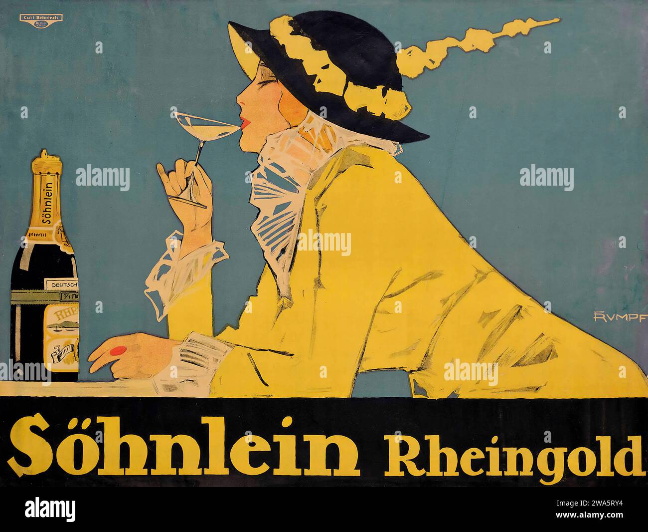 Fritz Carl G. Rumpf (1888-1949) SÖHNLEIN RHEINGOLD, vintage alcohol advertisement, 1914 Stock Photo
