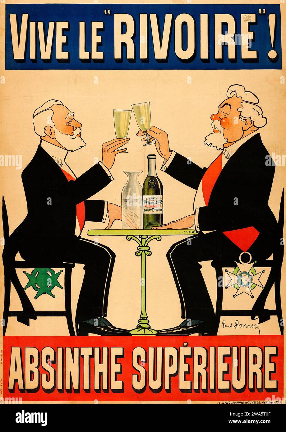 Rivoire Frérez Absinthe (c 1906) French Alcohol Advertising Poster - Paul Poncet Artwork, 'Absinthe Supérieure' Stock Photo