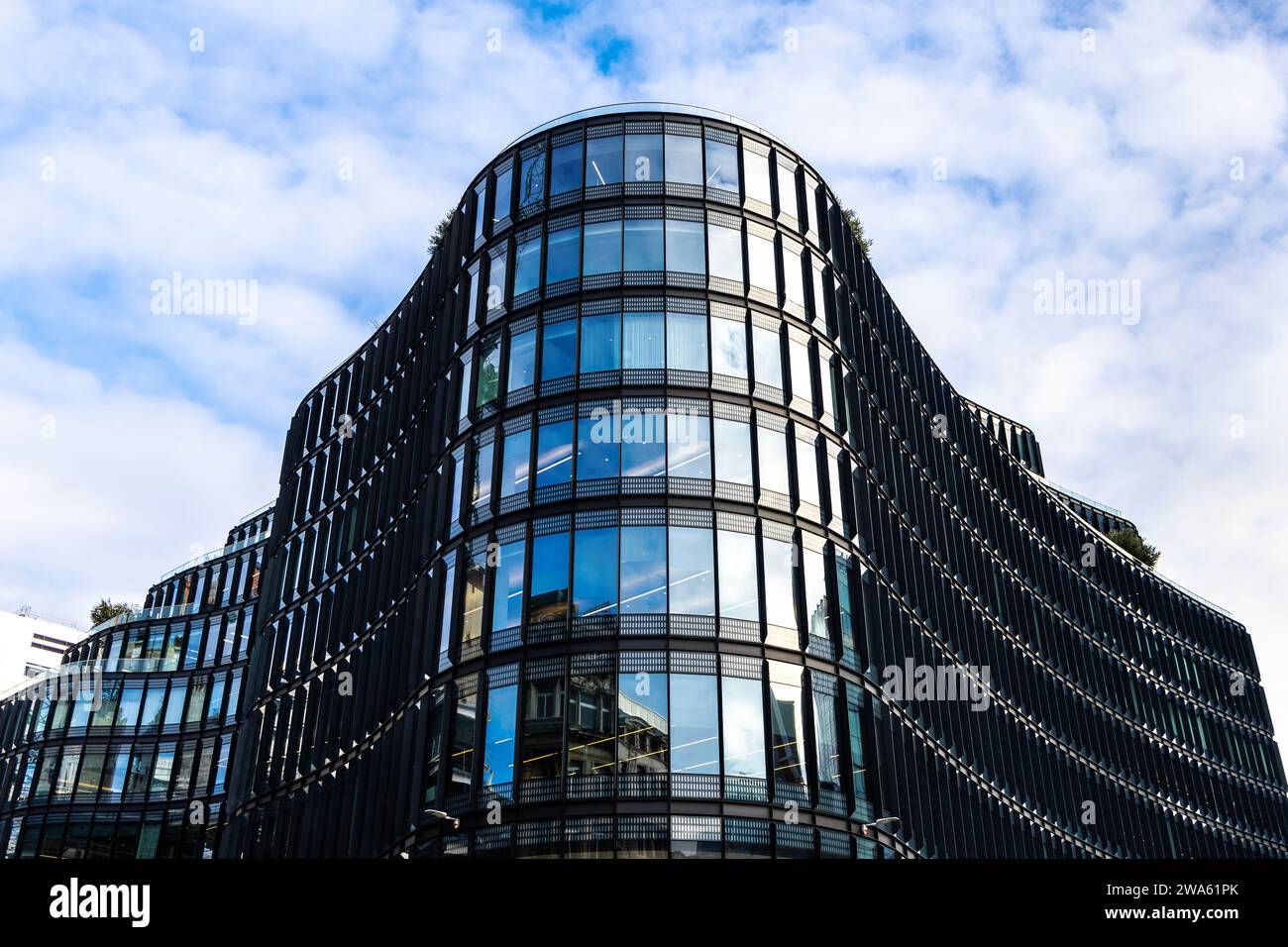 Glass exterior of 100 Liverpool Street office building in Liverpool Street, London, England Stock Photo