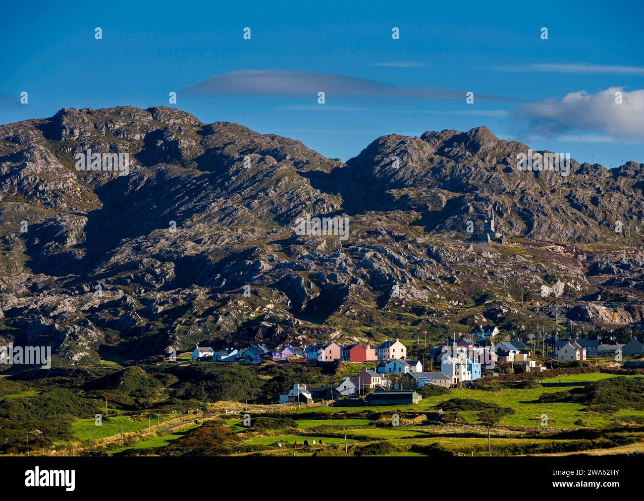 Allihies and Slieve Miskish Mountains,  Beara Peninsula, County Cork, Ireland Stock Photo