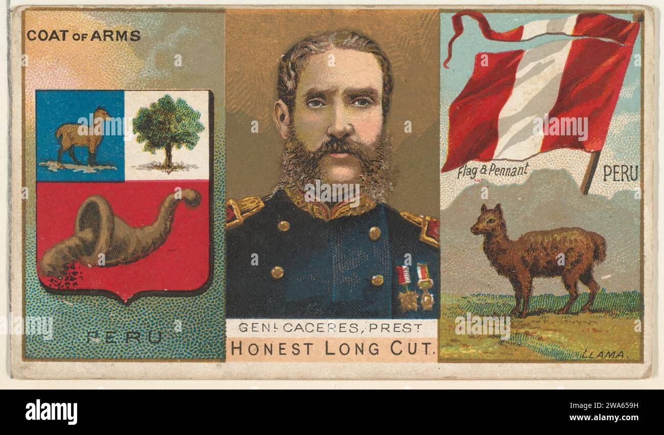 Peru Ruler General Caceres, President of Peru, from the Rulers, Flags, and Coats ...