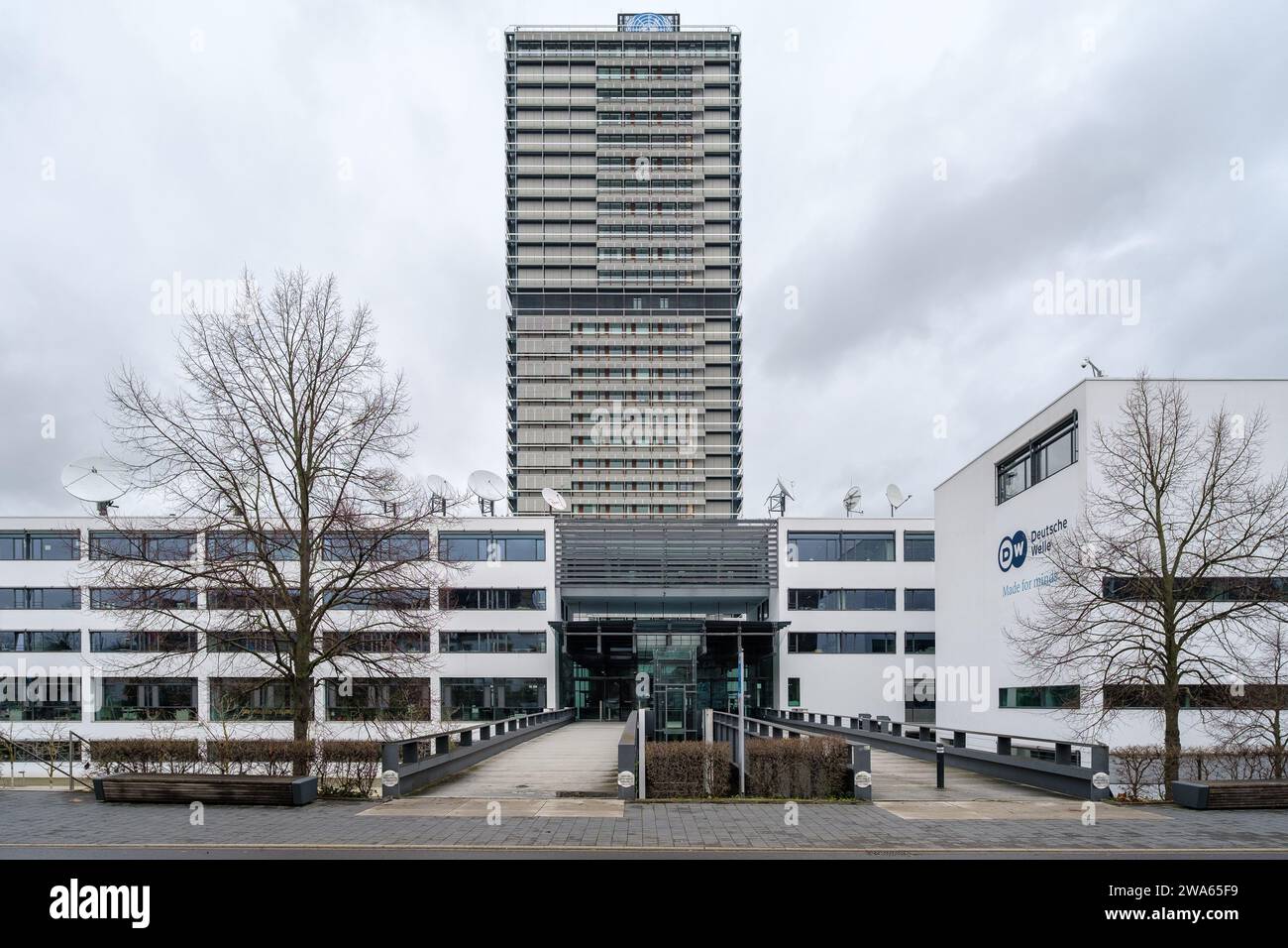 Bonn, Germany - December 23, 2023 : View of the Deutsche Welle building, the German public  international broadcaster in Bonn Germany Stock Photo