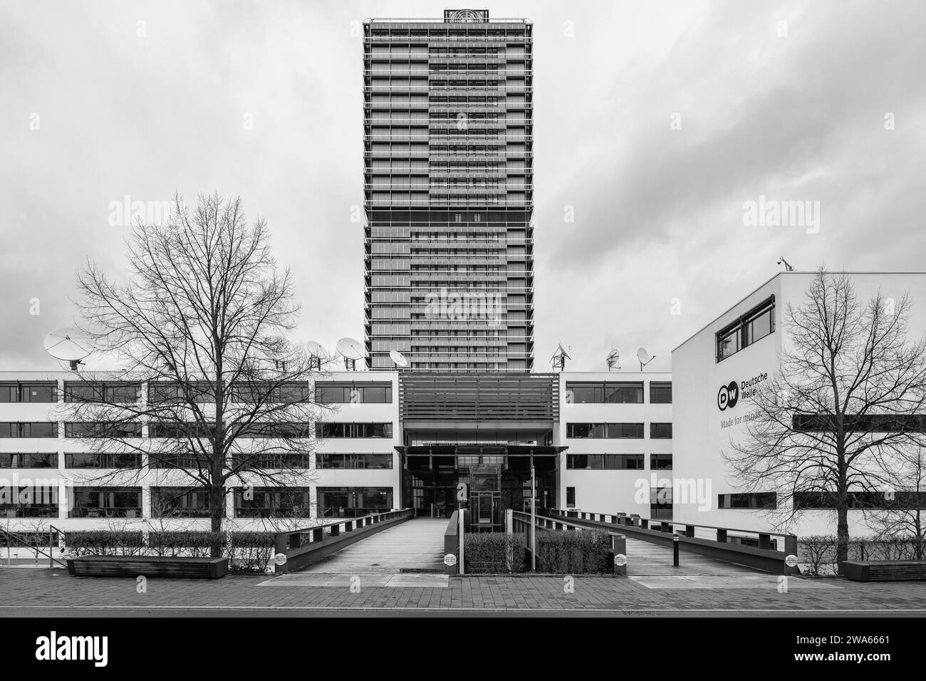 Bonn, Germany - December 23, 2023 : View of the Deutsche Welle building, the German public  international broadcaster in Bonn Germany Stock Photo