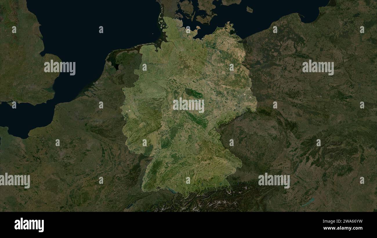 Germany highlighted on a low resolution satellite map Stock Photo - Alamy