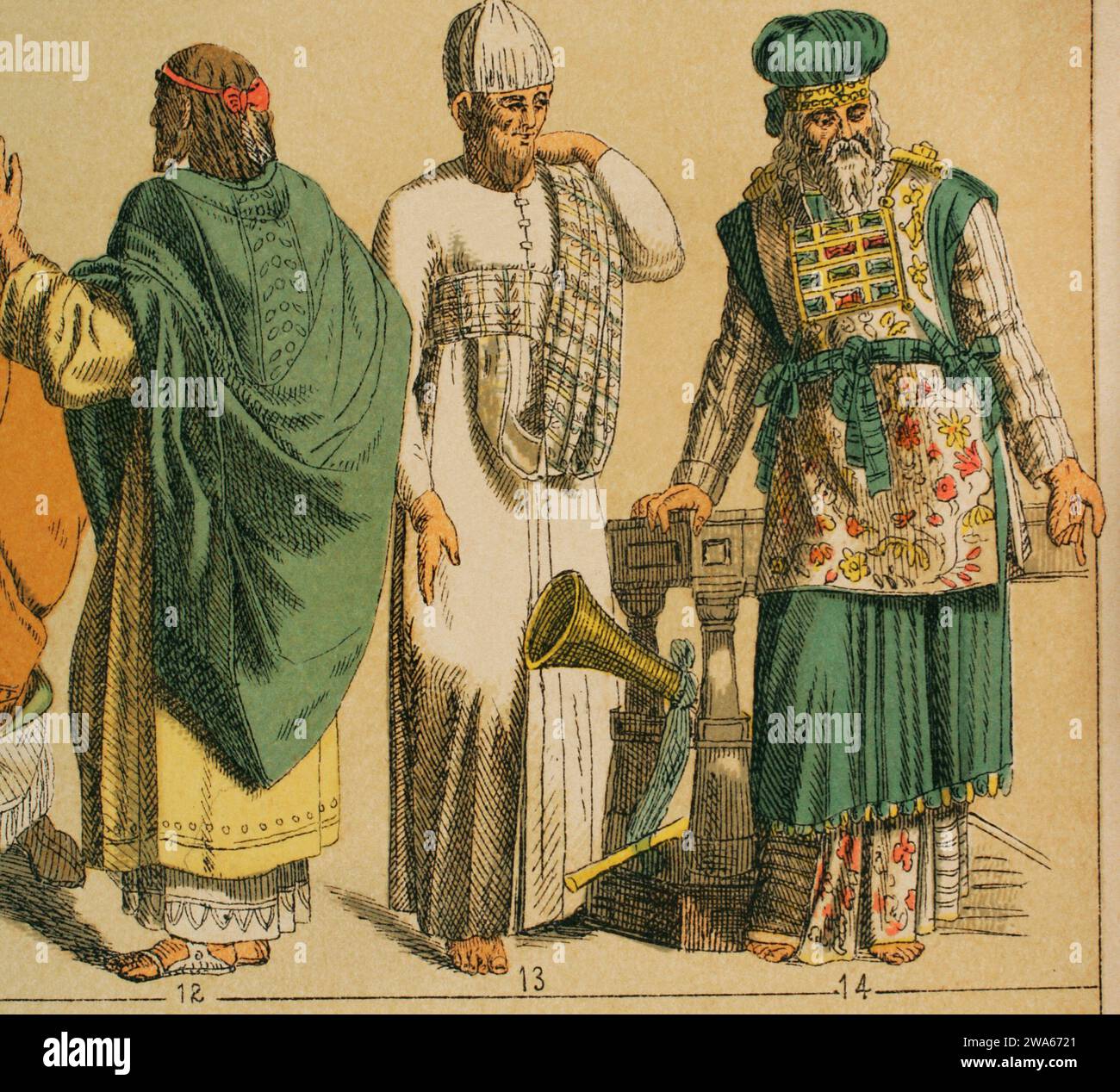 Hebrews. From left to right, 12 LatinHebrew dress, 13 priest's