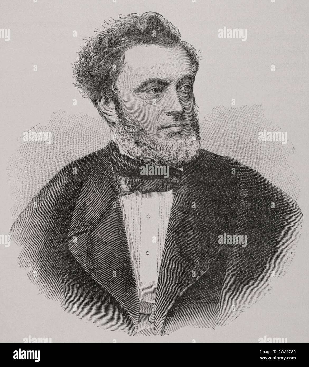 Jules Favre (1809-1880). French republican politician. Portrait. Engraving. 'Historia de la Guerra Franco-Alemana de 1870-1871'. Published in Barcelona, 1891. Stock Photo