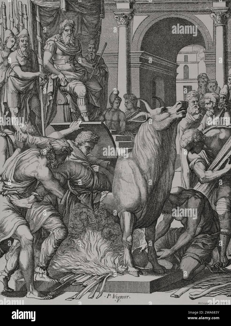 Brazen bull or bull of Falaris. 6th century BC. Torture and execution