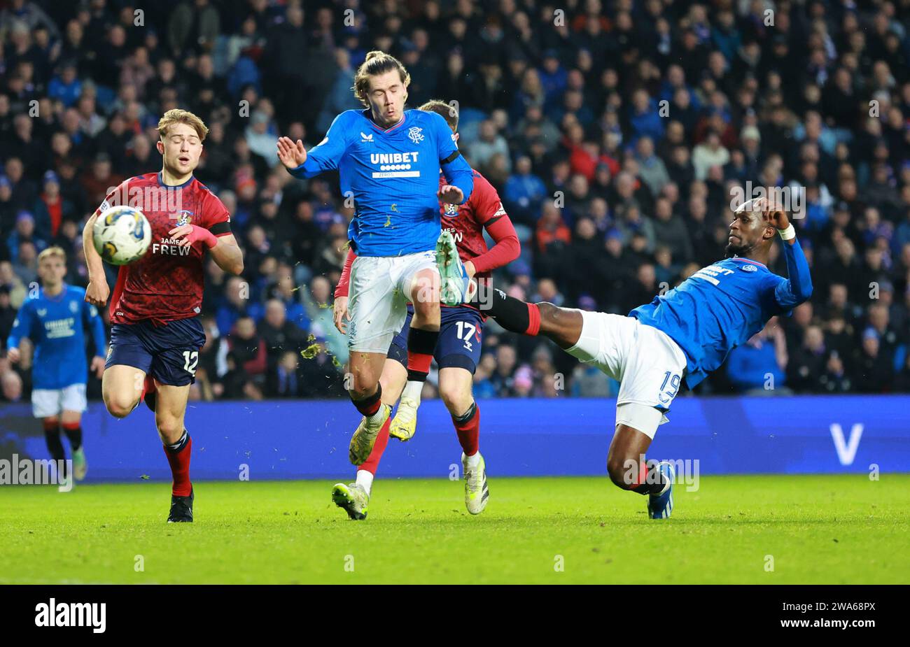 Rangers' Abdallah Sima (right) scores their side's second goal of the ...