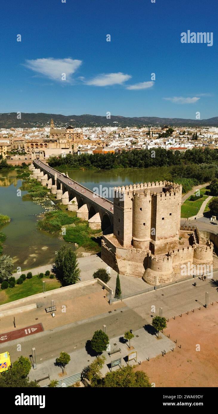 Drone photo torre de la calahorra cordoba spain hires stock