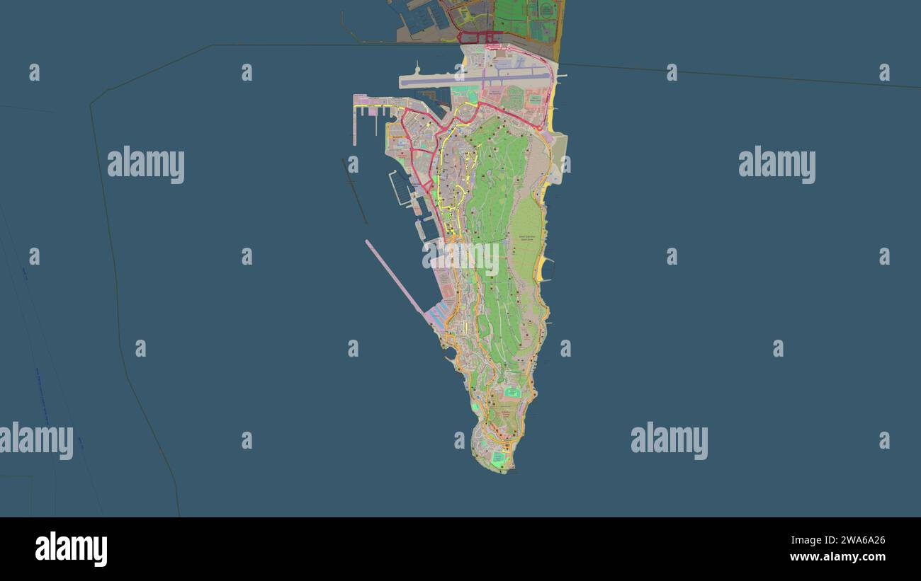 Gibraltar highlighted on a topographic, OSM Germany style map Stock Photo