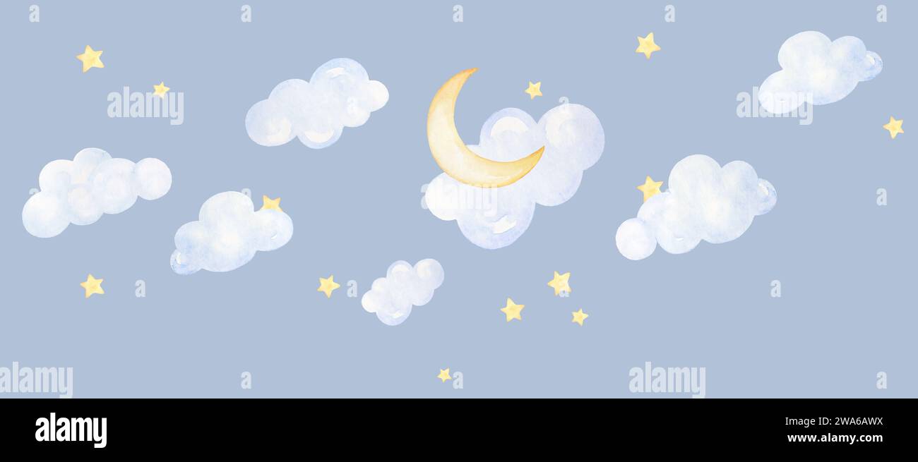 Nursery Sky Banner. Cloud Nursery Decor. Nursery Banner. Hand Drawn