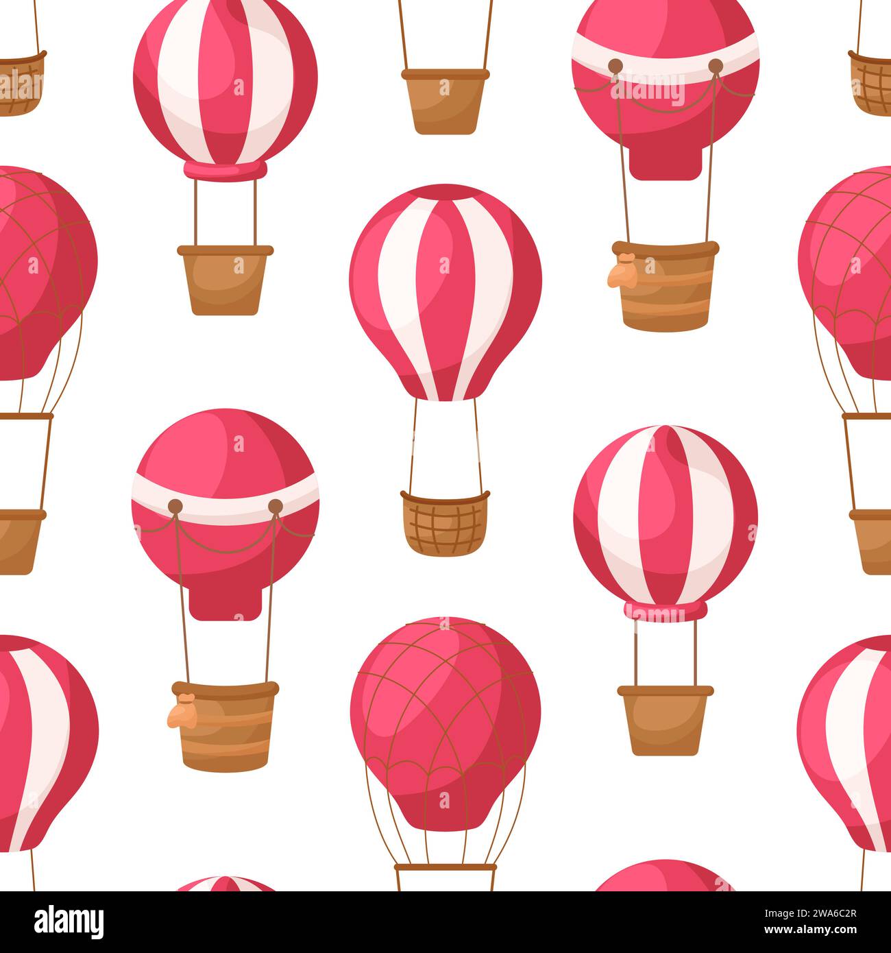 Cute children's seamless pattern with red hot air balloons. Creative kids texture for fabric, wrapping, textile, wallpaper, apparel. Vector illustrati Stock Vector