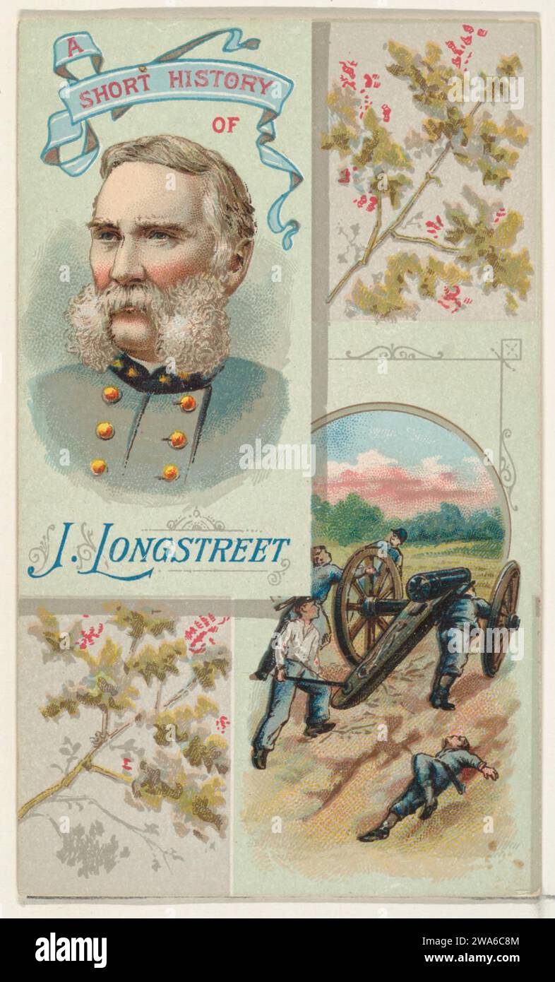 A Short History: General James Longstreet, from the Histories of Generals series (N114) issued by W. Duke, Sons & Co. to promote Honest Long Cut Smoking and Chewing Tobacco 1963 by W. Duke, Sons & Co. Stock Photo