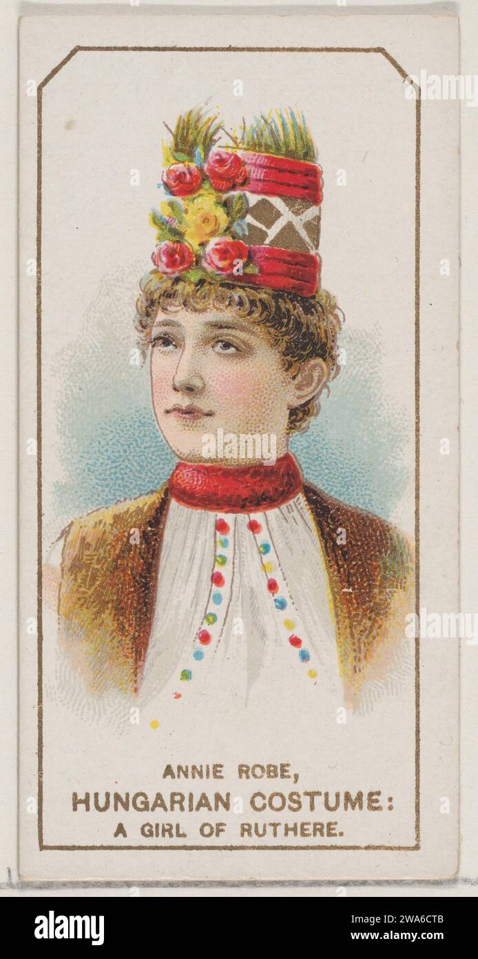 Annie Robe in Hungarian Costume of a Girl of Ruthere, from the set Actors and Actresses, Second Series (N71) for Duke brand cigarettes 1963 by W. Duke, Sons & Co. Stock Photo