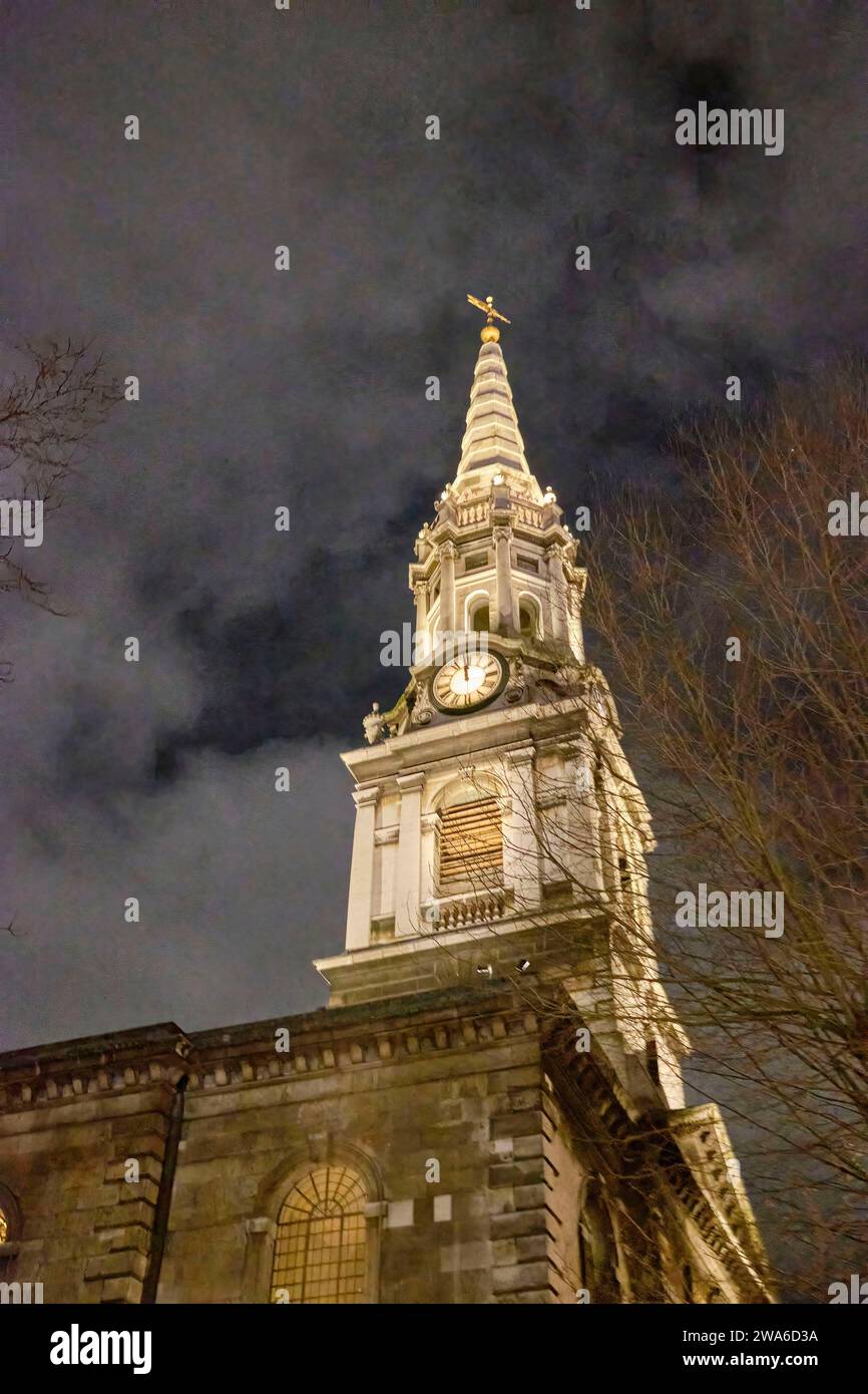 St Giles in The Field church, Soho, Night scene, Central London UK Stock Photo