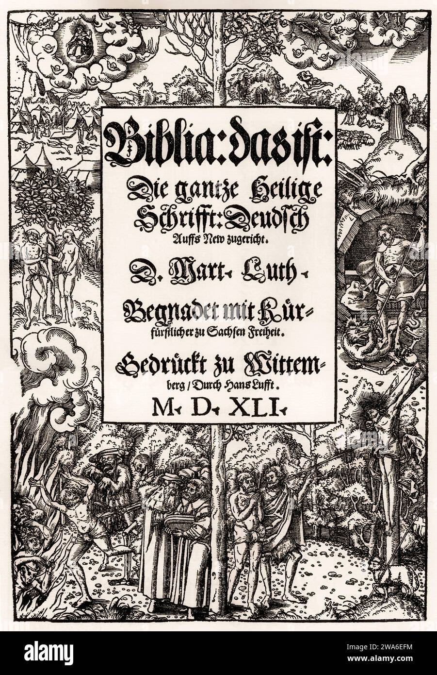 Facsimile of the title page, Luther Bible Stock Photo