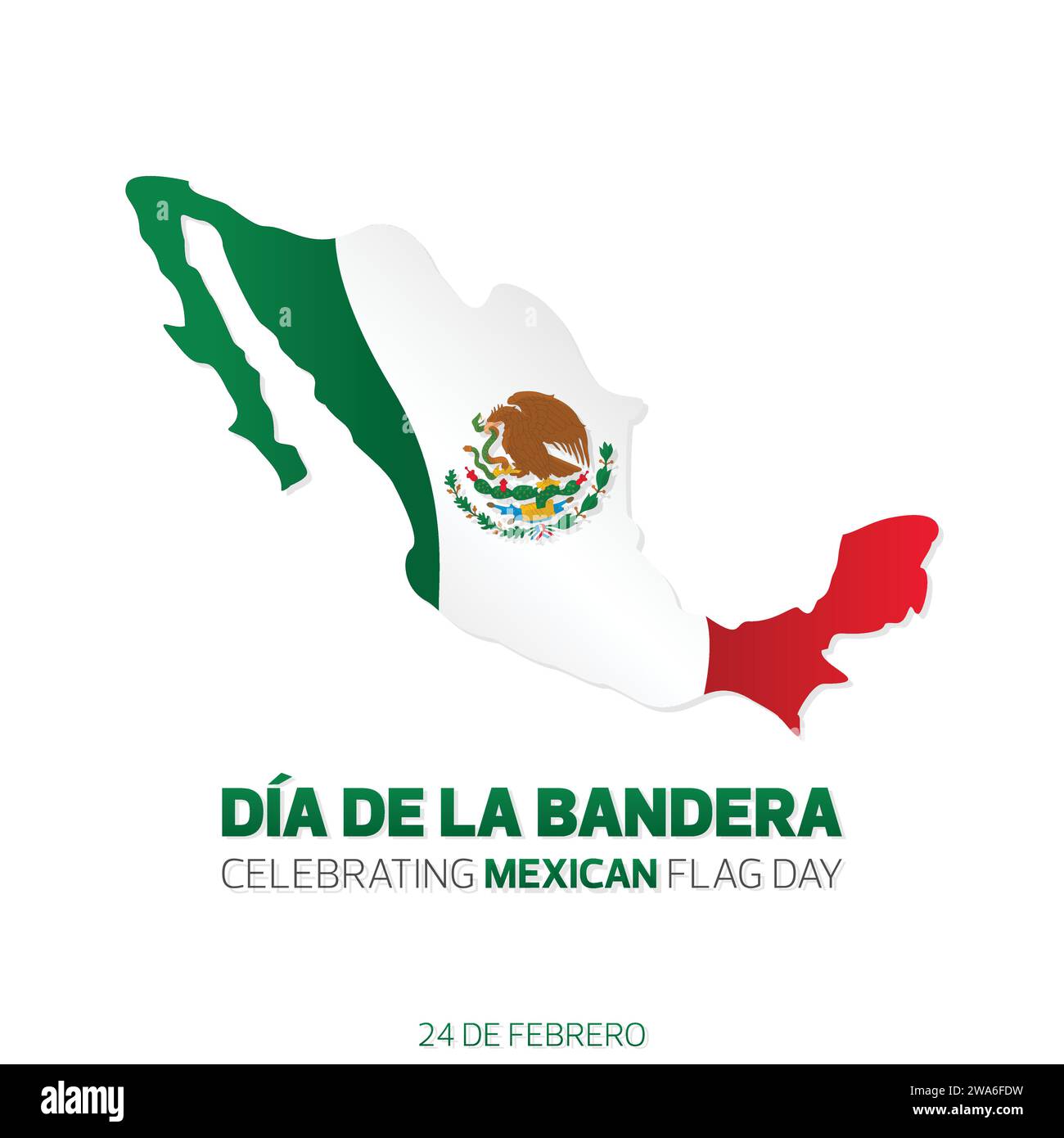 Dia de la Bandera Celebrating Mexican Flag Day with map of Mexico