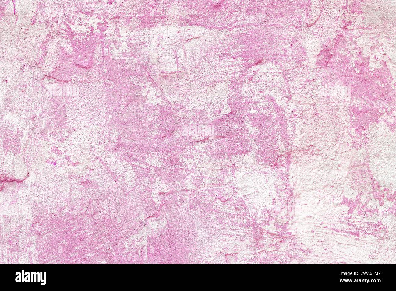Vintage, old stucco plaster surface background, close up rough texture of pink and white mixed color painted cement, concrete wall texture. Wallpaper, Stock Photo