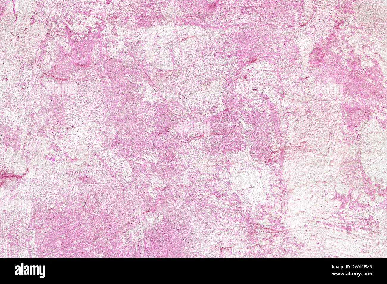 Vintage Old Stucco Plaster Surface Background Close Up Rough Texture Of Pink And White Mixed