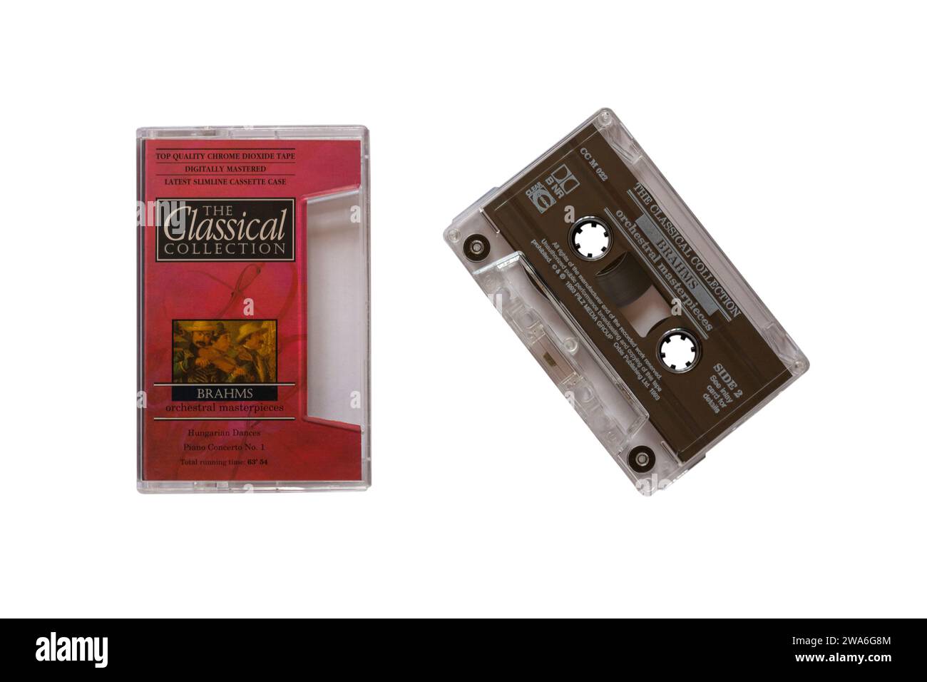 The Classical Collection Brahms Orchestral Masterpieces cassette tape removed from case isolated on white background - classical music Stock Photo