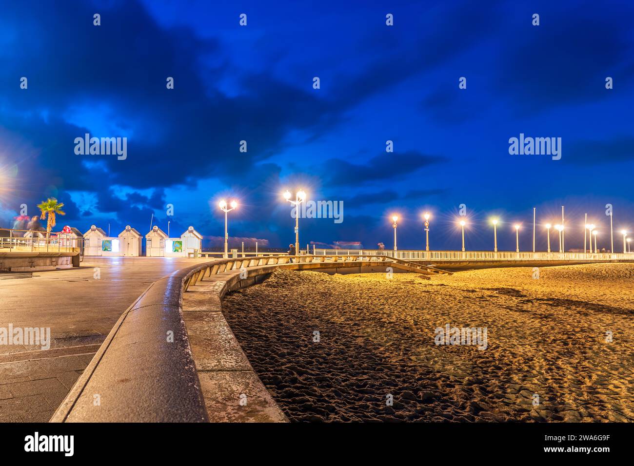 Arcachon Beach, at night, in Gironde, Nouvelle-Aquitaine, France Stock Photo