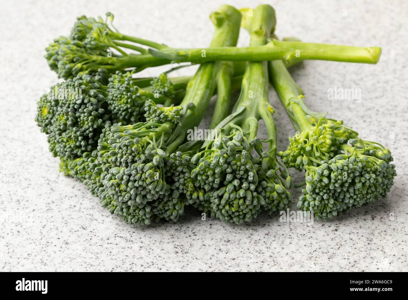 Fresh raw green bimi, broccolini, vegetable close up Stock Photo