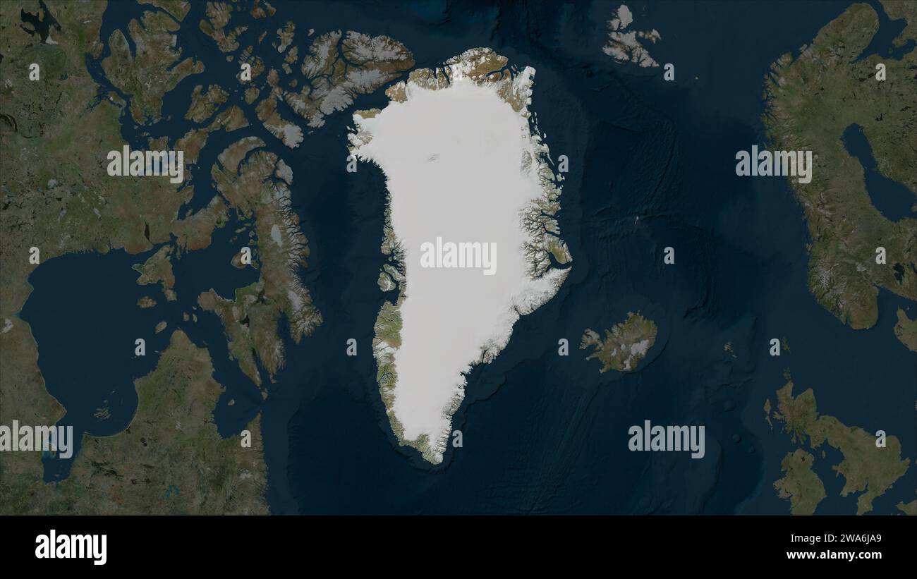 Greenland highlighted on a high resolution satellite map Stock Photo ...