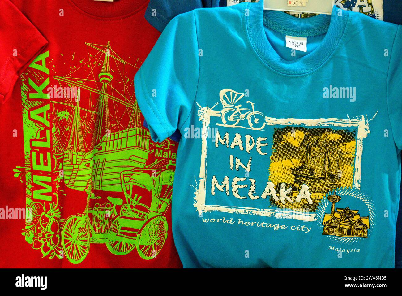 Souvenir Tee Shirts from Malacca, Malaysia Stock Photo