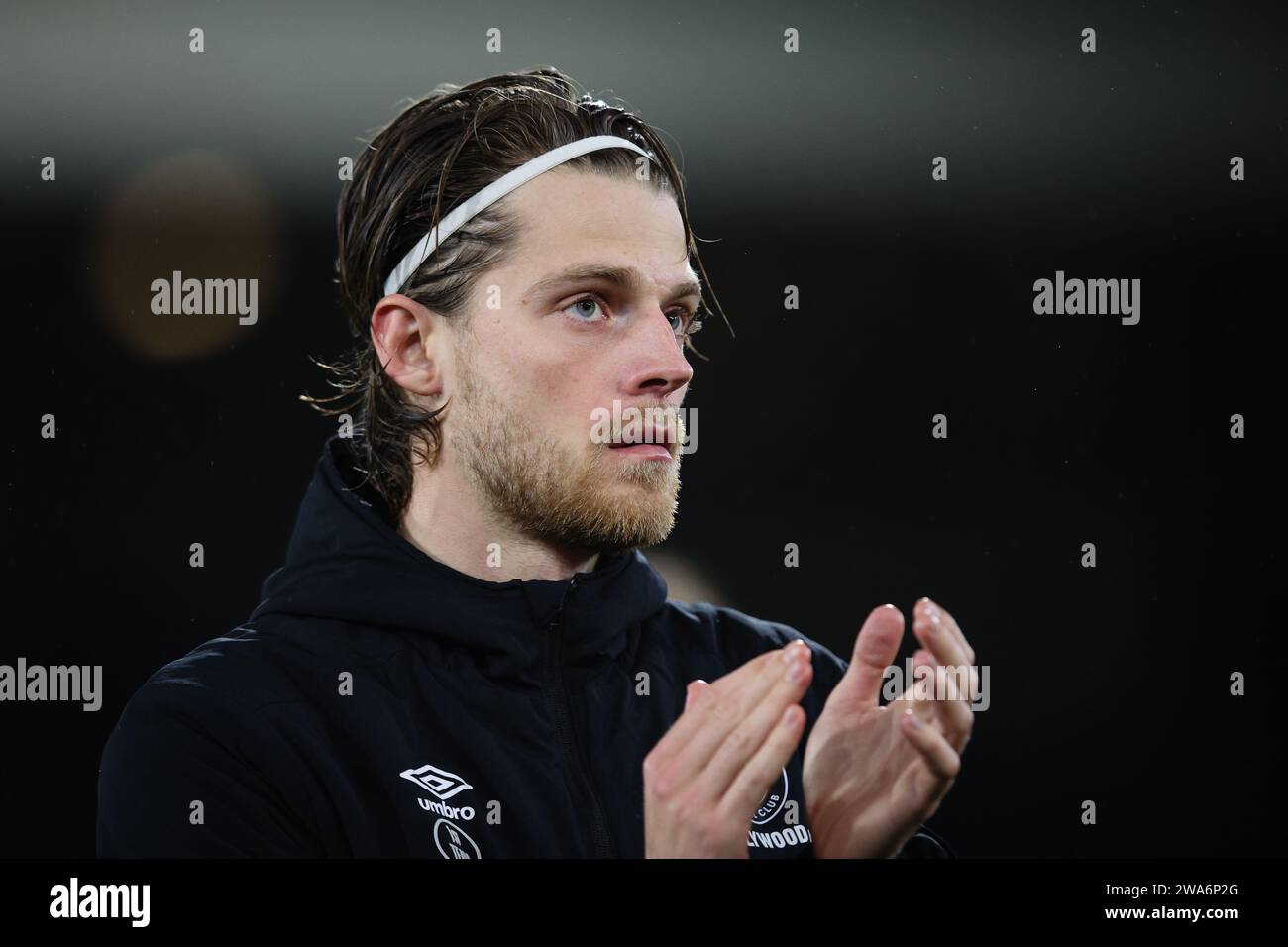 LONDON, UK - 30th Dec 2023:  Mathias Jensen of Brentford applauds the fans after the Premier League match between Crystal Palace FC and Brentford FC a Stock Photo