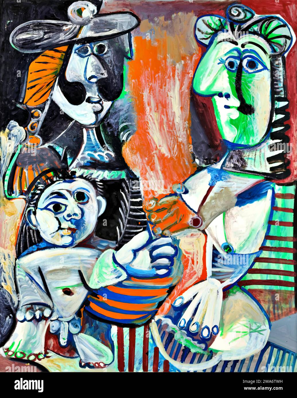The Family, 1970 (Painting) by Artist Picasso, Pablo (1881-1973) Spanish. Stock Vector