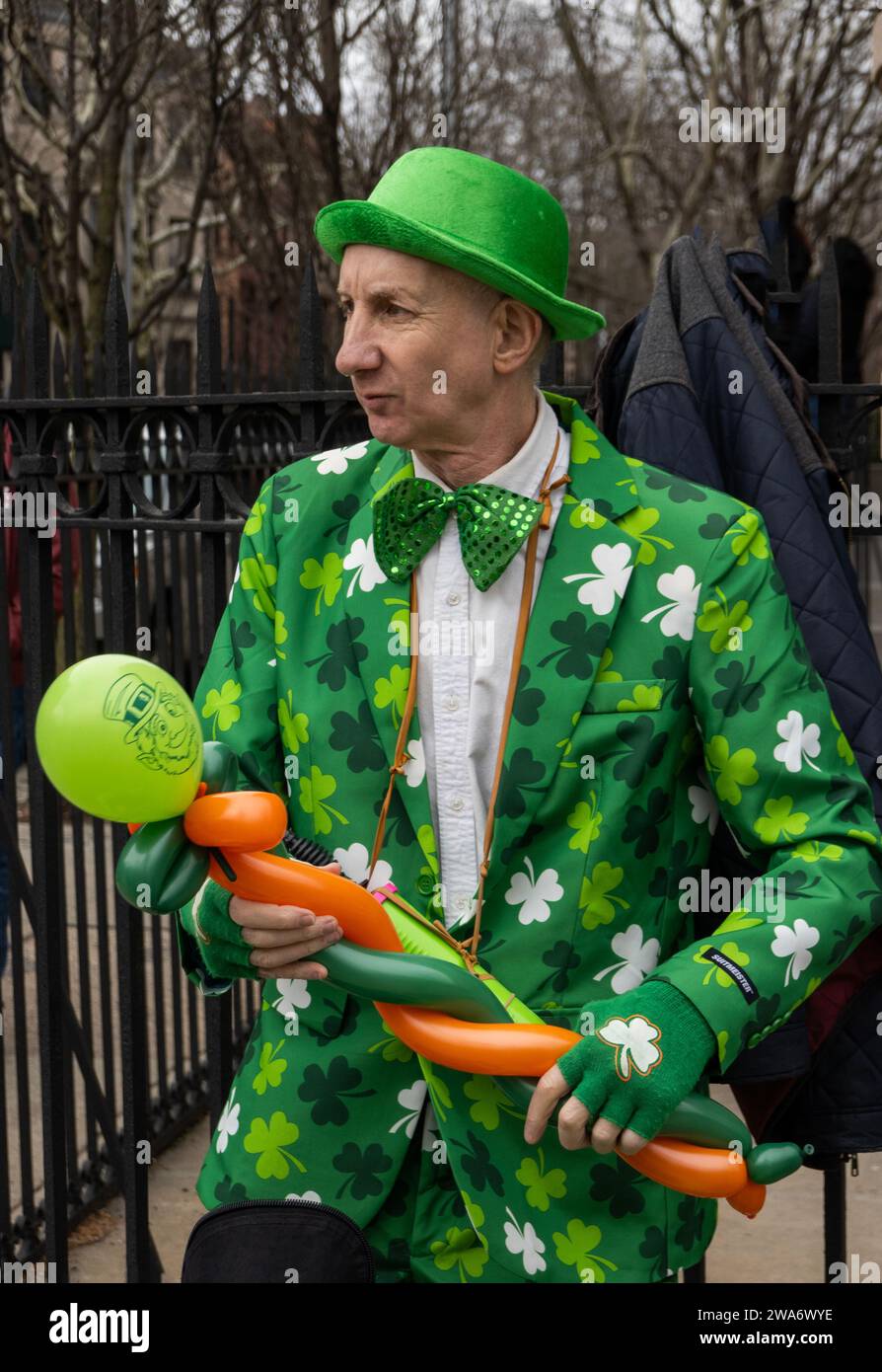 people dressed up at the Saint Patricks day parade in Windsor Terrace