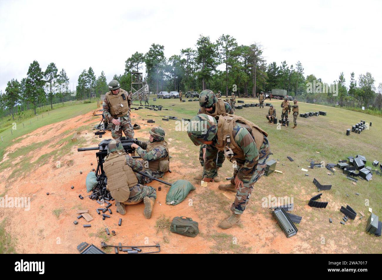US military forces. 110902UH337-184 - NMCB 11 at MK19 firing range (Image 20 of 27). Stock Photo