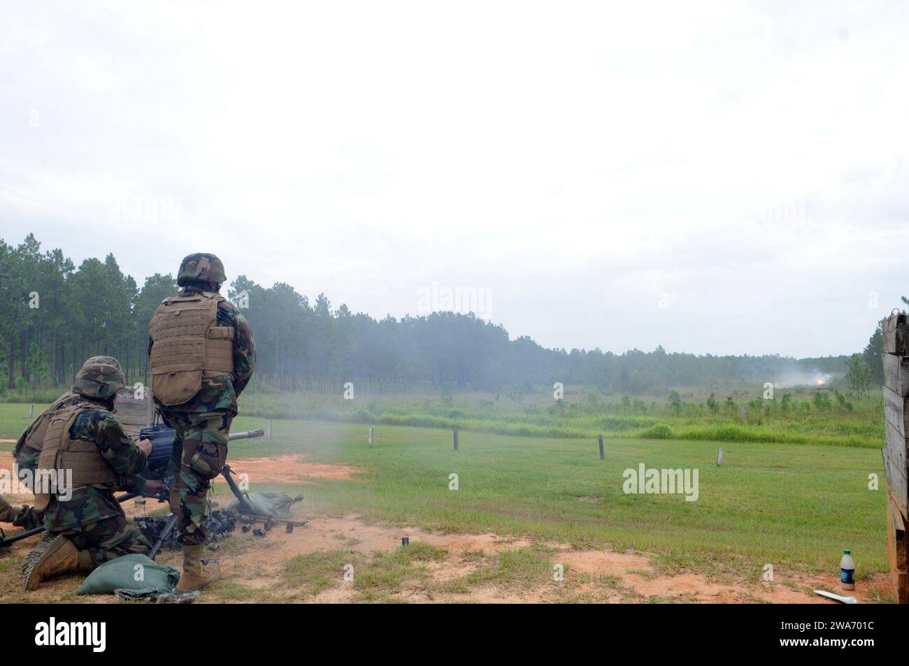 US military forces. 110902UH337-099 - NMCB 11 at MK19 firing range (Image 15 of 27). Stock Photo