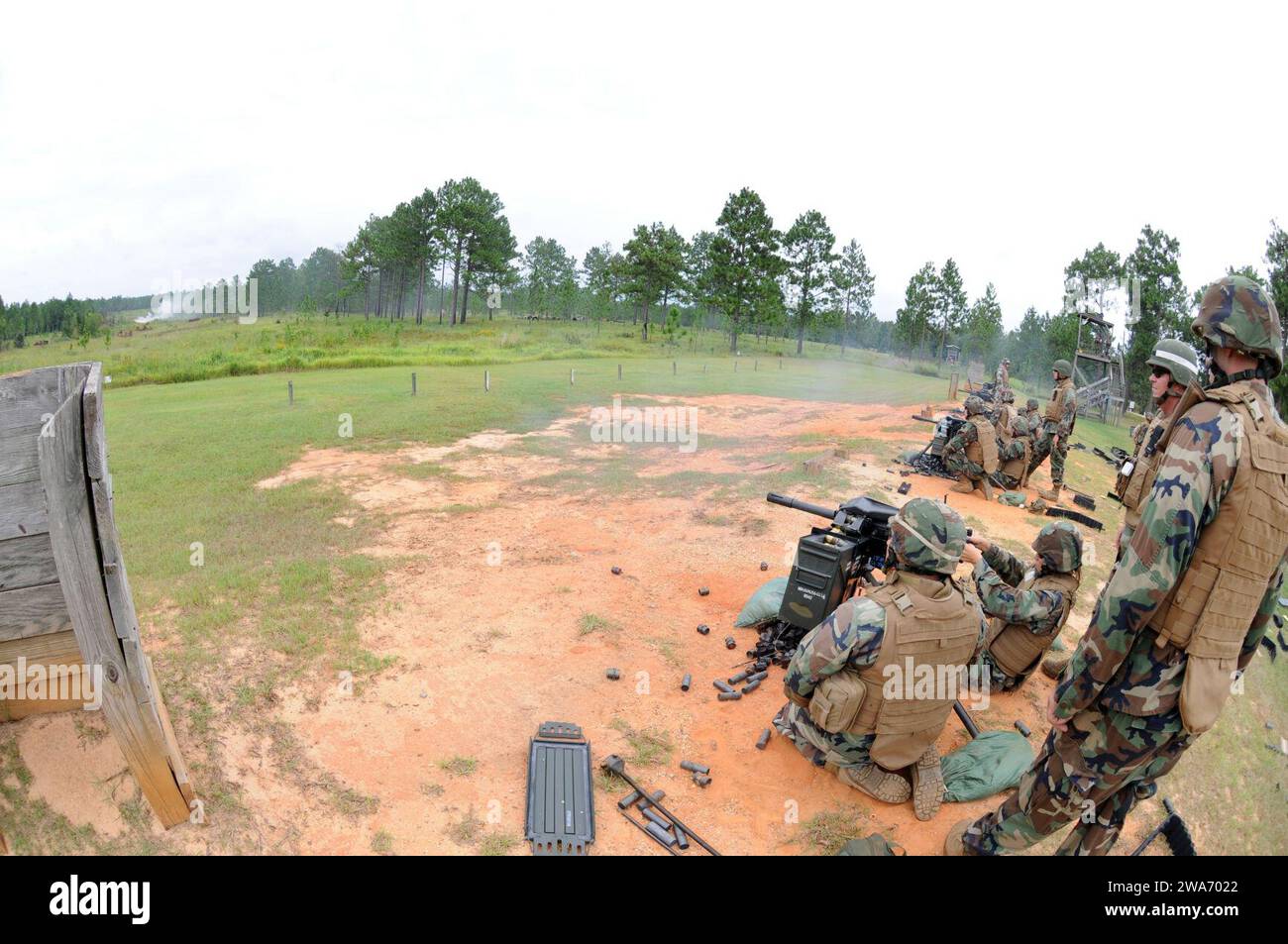 US military forces. 110902UH337-154 - NMCB 11 at MK19 firing range (Image 18 of 27). Stock Photo