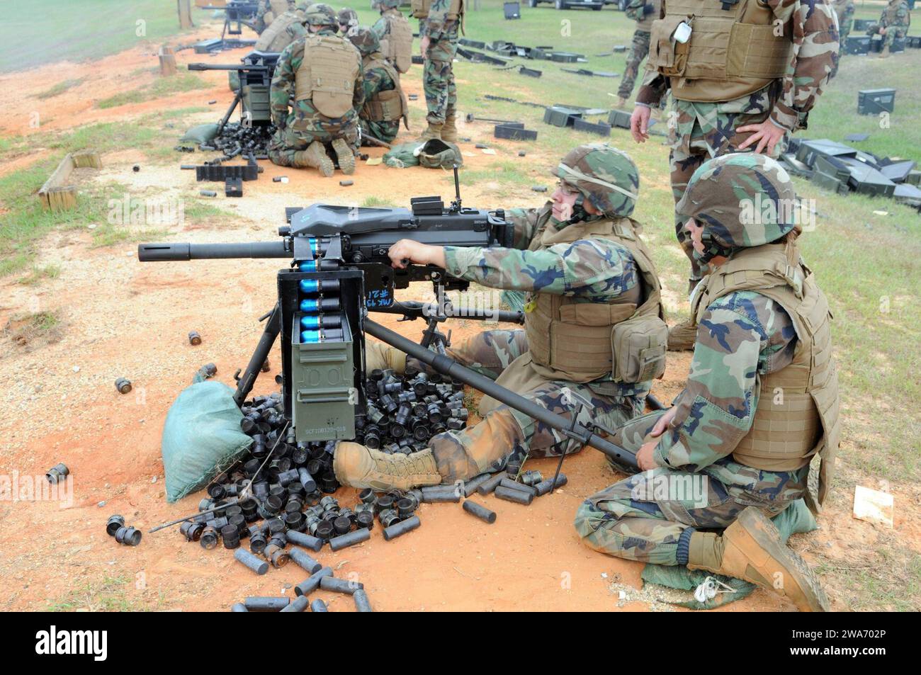 US military forces. 110902UH337-188 - NMCB 11 at MK19 firing range (Image 21 of 27). Stock Photo