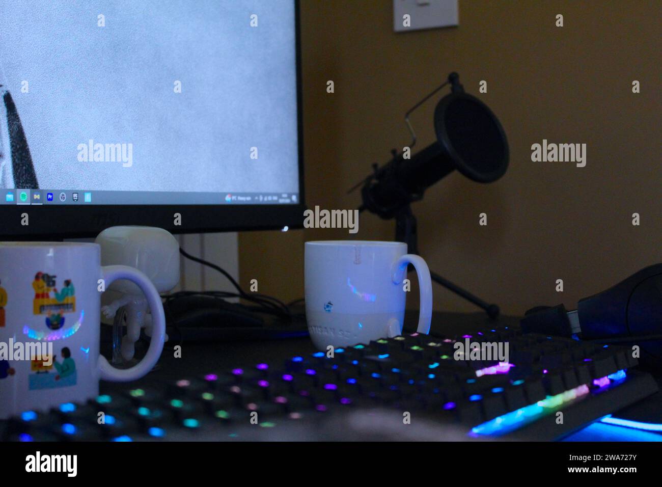 Dublin, Ireland January 3rd 2024 A photo of a gaming office desk