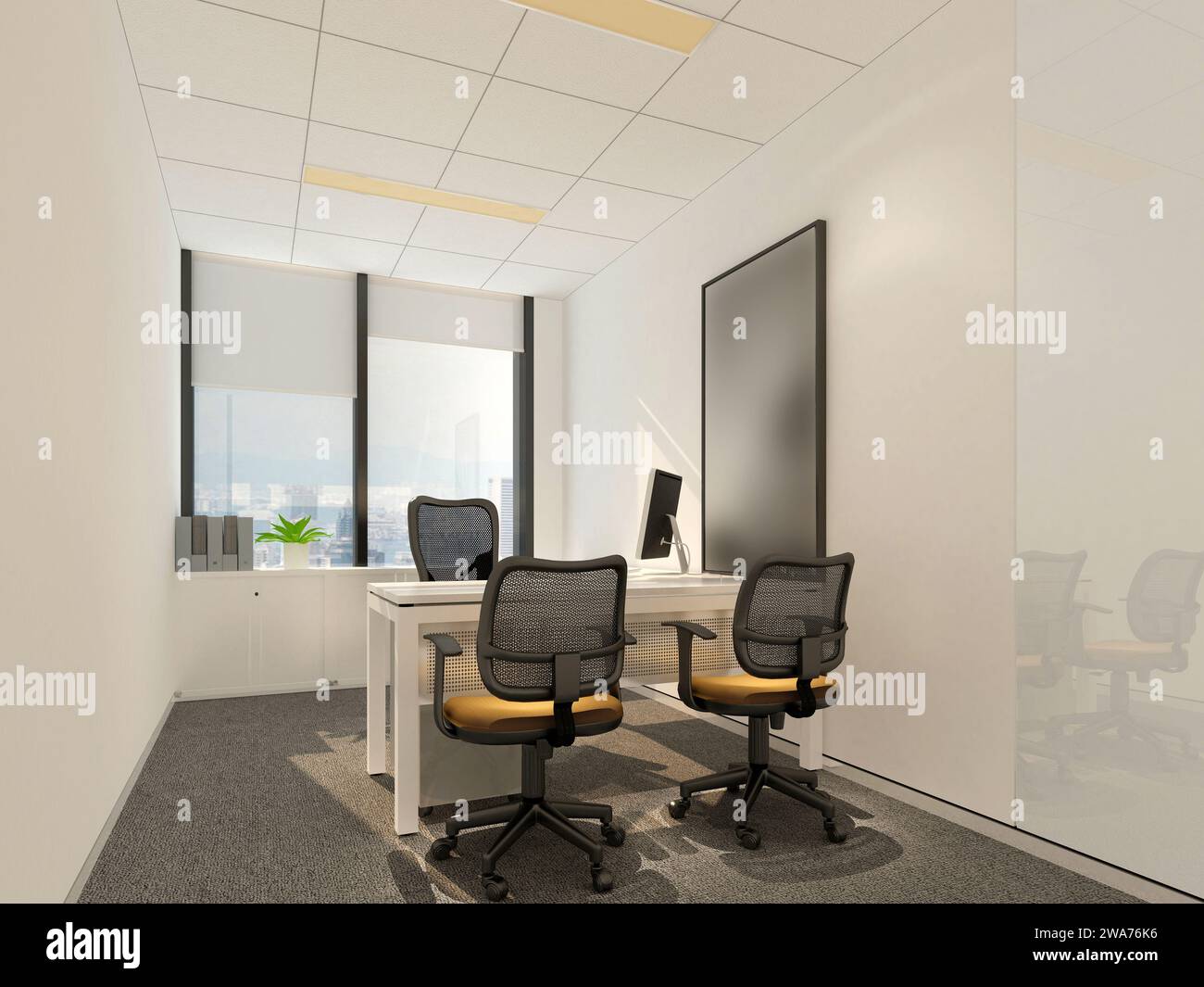 3d render of modern office interior Stock Photo