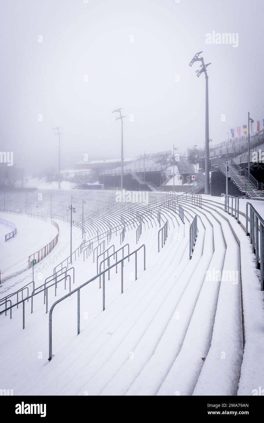 The biathlon area in Oberhof, Germany, on January 2, 2024, before the