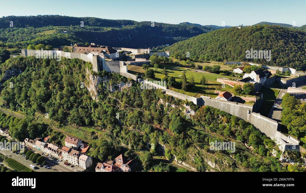 drone photo Besançon citadel, Citadelle de Besançon France Europe Stock Photo