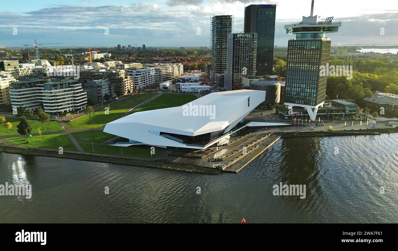 drone photo Eye Filmmuseum Amsterdam Netherlands Europe Stock Photo