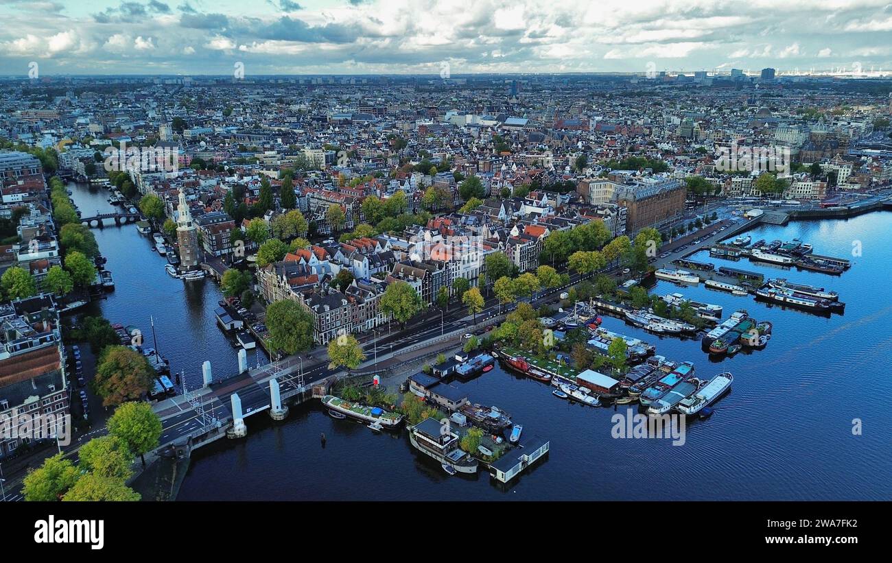 drone photo Amsterdam Netherlands europe Stock Photo