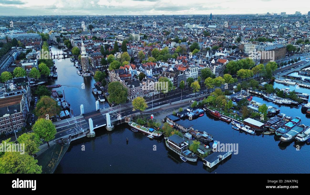 drone photo Amsterdam Netherlands europe Stock Photo