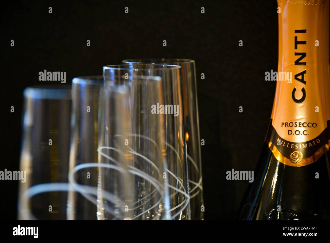 Canti bottle with glasses Stock Photo