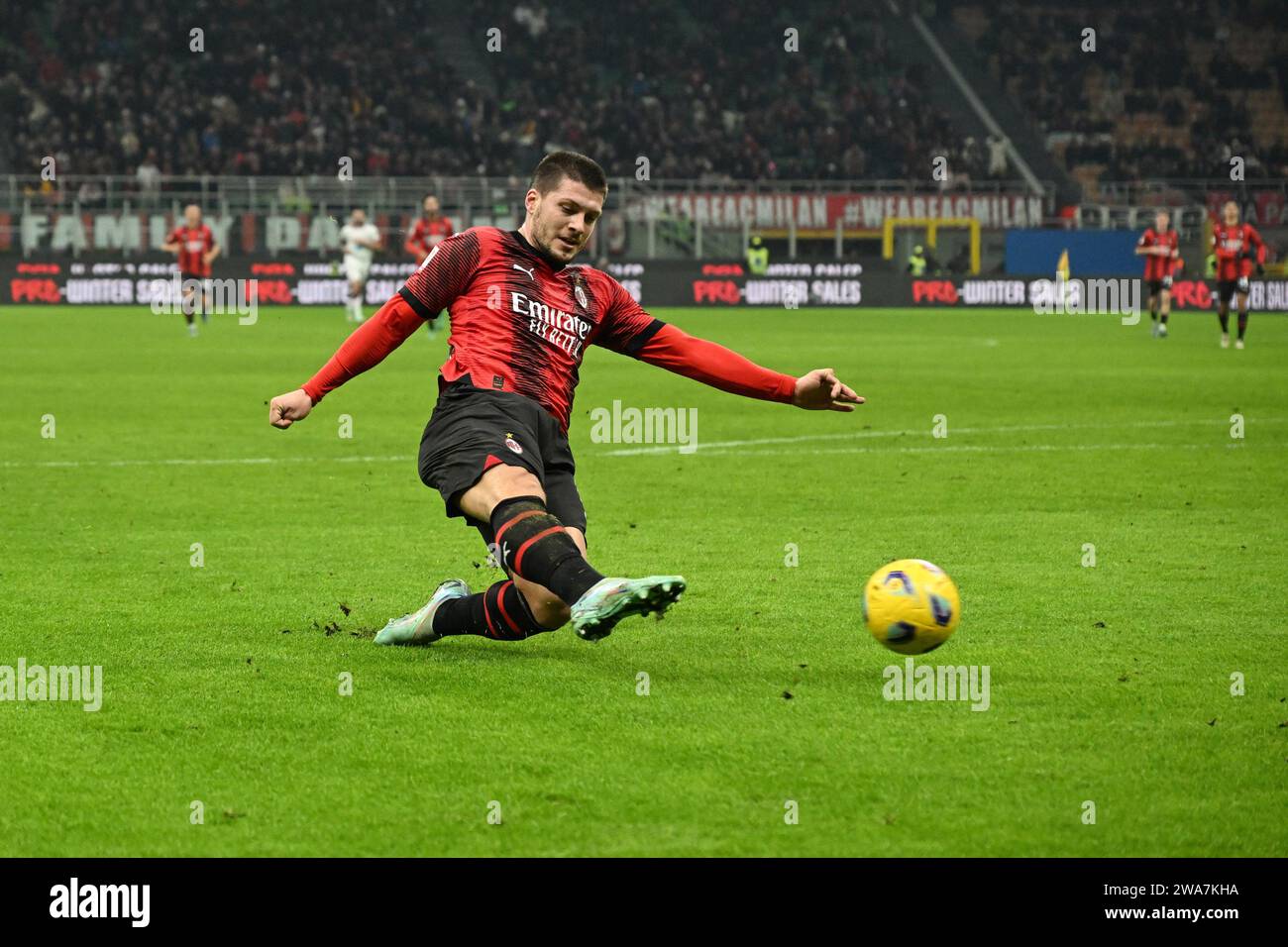 Milan Italy 02nd Jan 2024 Luka Jovic Ac Milan Scoaring Second