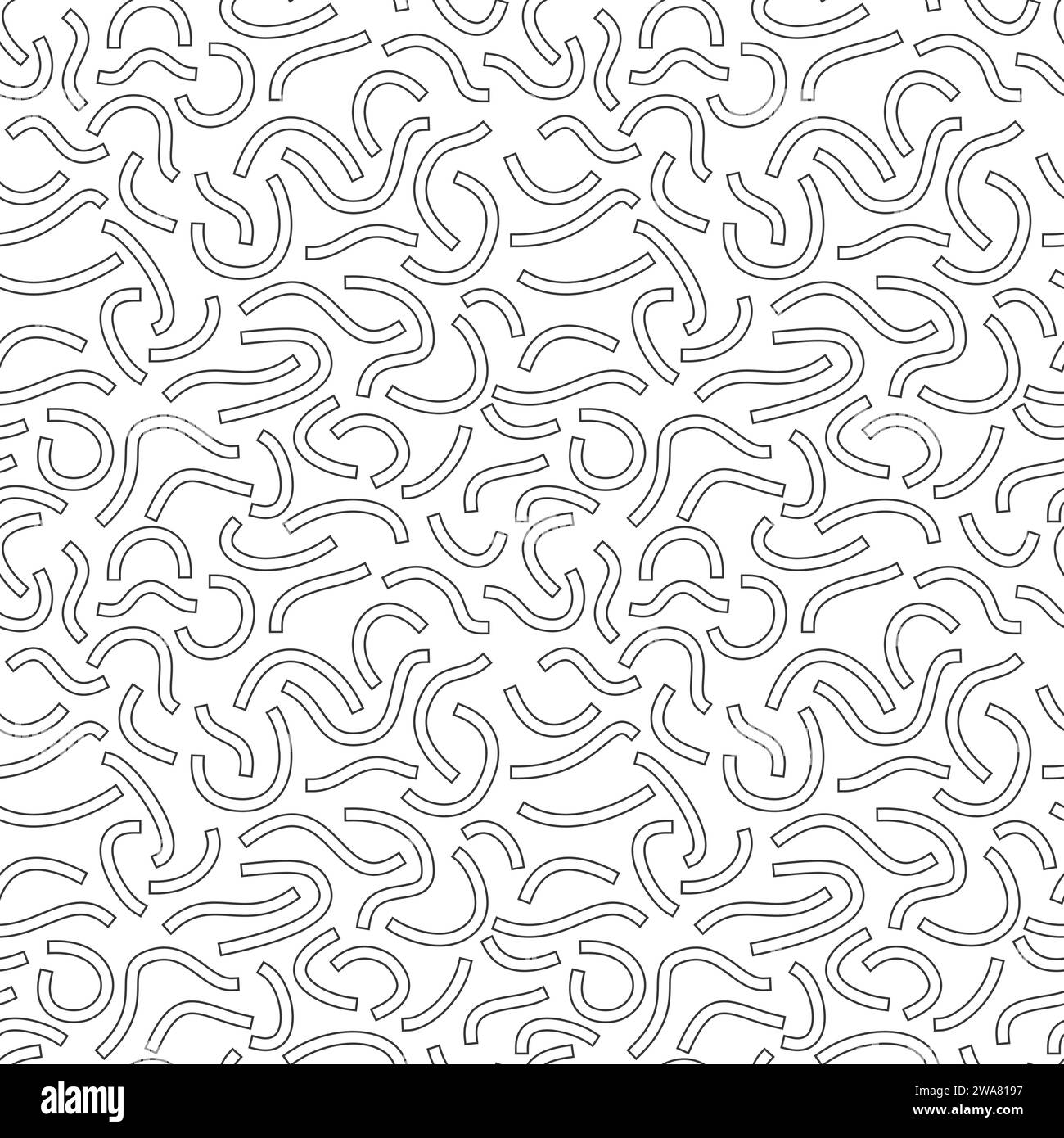 Black Outline Curved Lines Isolated On White Background. Outline 