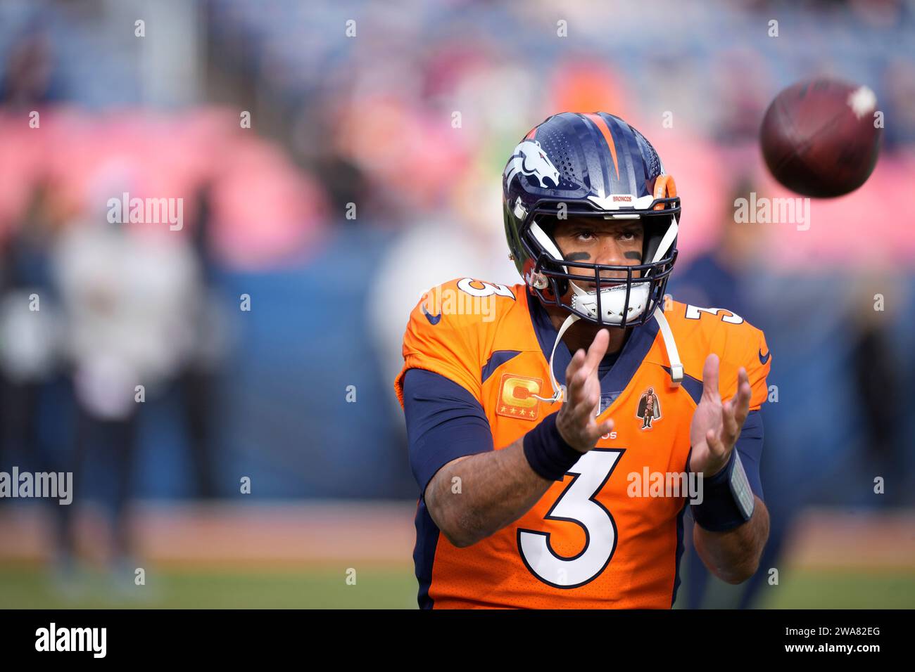 Denver Broncos quarterback Russell Wilson (3) before an NFL football ...