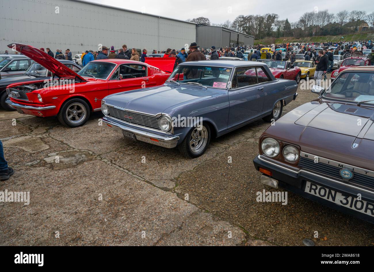 Classic And Retro Cars On Show On New Years Day 2024 At Brooklands Classic and retro cars on show on new years day 2024 at brooklands
