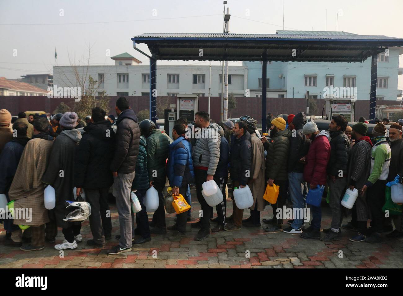 January 02 2024 srinagar kashmir india kashmiri people stand in a